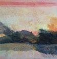 Coucher de soleil sur le lac - water color and color ink on Korean paper - Panel 2 - 80x100cm