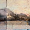 Coucher de soleil sur le lac - water color and color ink on Korean paper - Panel 3 - 80x100cm