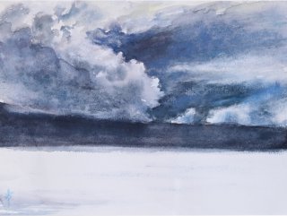 Nuages 1 - watercolor on paper 45x305cm