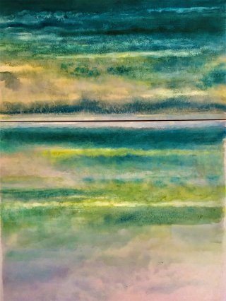 Reflets sur l'eau - watercolor on Korean paper 100x140cm