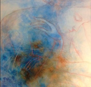 Woman blue - pigments on canvas 150x150cm