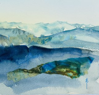 Semnoz - watercolor and dyed korean paper 25x25cm